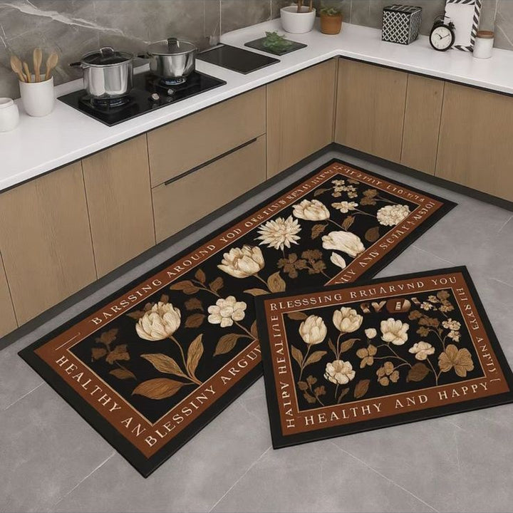 Floral-Themed Kitchen Runner Mat