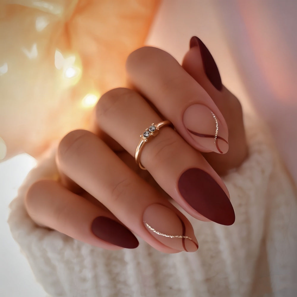 Premium Artificial Nails with Creative Matte Finish and Elegant Decorations Kalsten