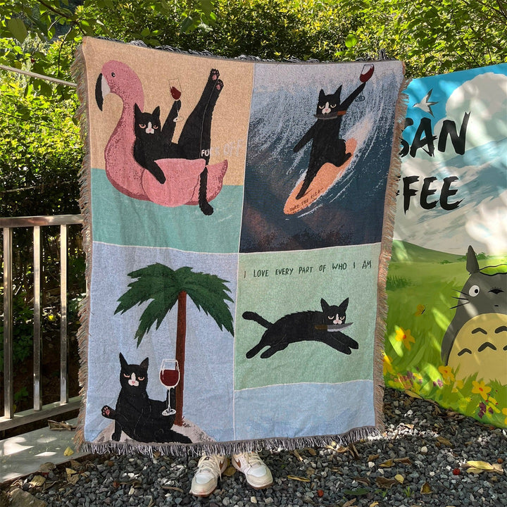 Artistic Cat-Themed Throw Blanket