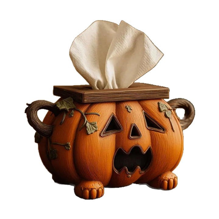 Ceramic napkin dispenser in Halloween pumpkin design decorative tissue box