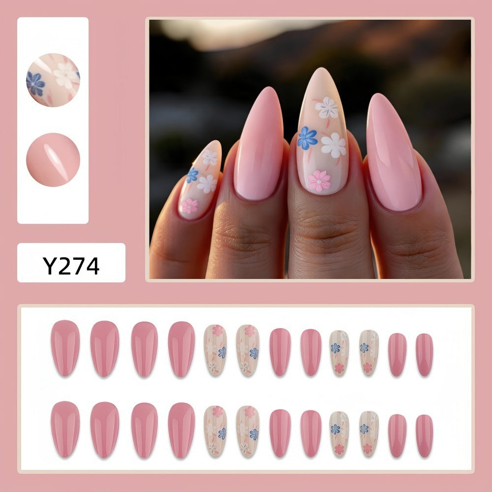 Artful Nail Extensions with Flower Pattern Kalsten