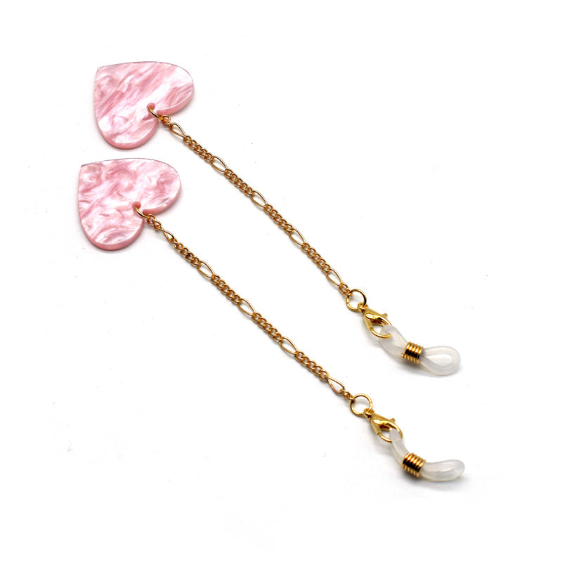 Heart-Shaped Dangle Earrings with Golden Chain Kalsten