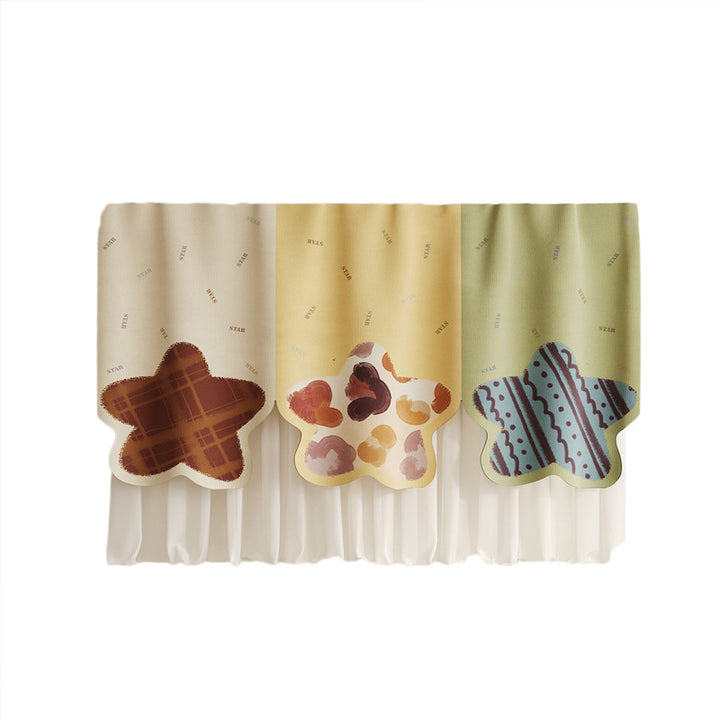 Three-Panel Scalloped Star-Hem Layered Sheer Window Valance Set