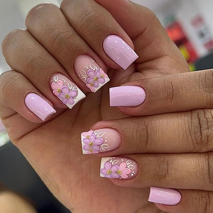 Artful Nail Extensions with Floral Design Kalsten