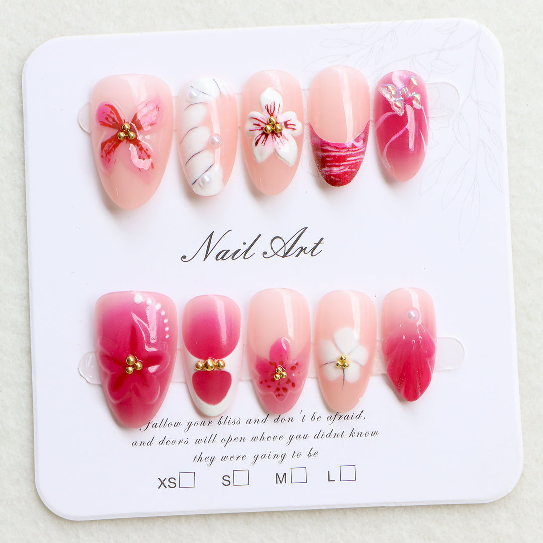 Premium Floral Press-On Nail Art Collection Kalsten