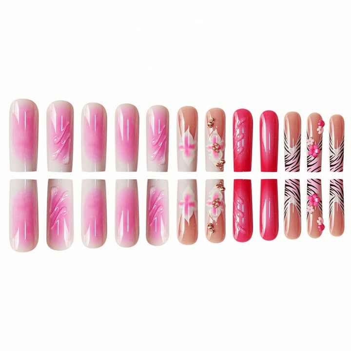 Floral Acrylic Press-On Nail Art Extensions Kalsten