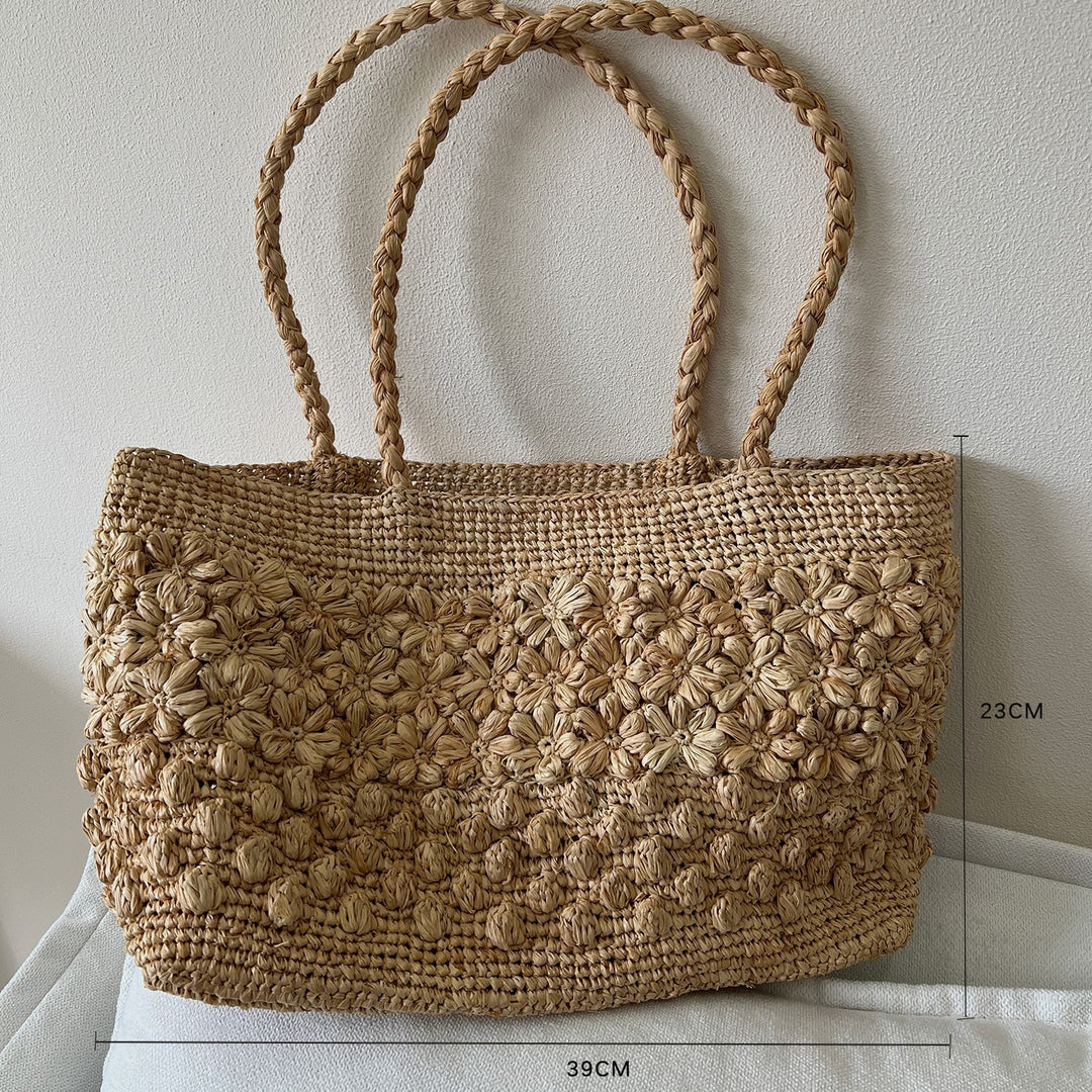Handmade straw bag with fashionable striped pattern Kalsten