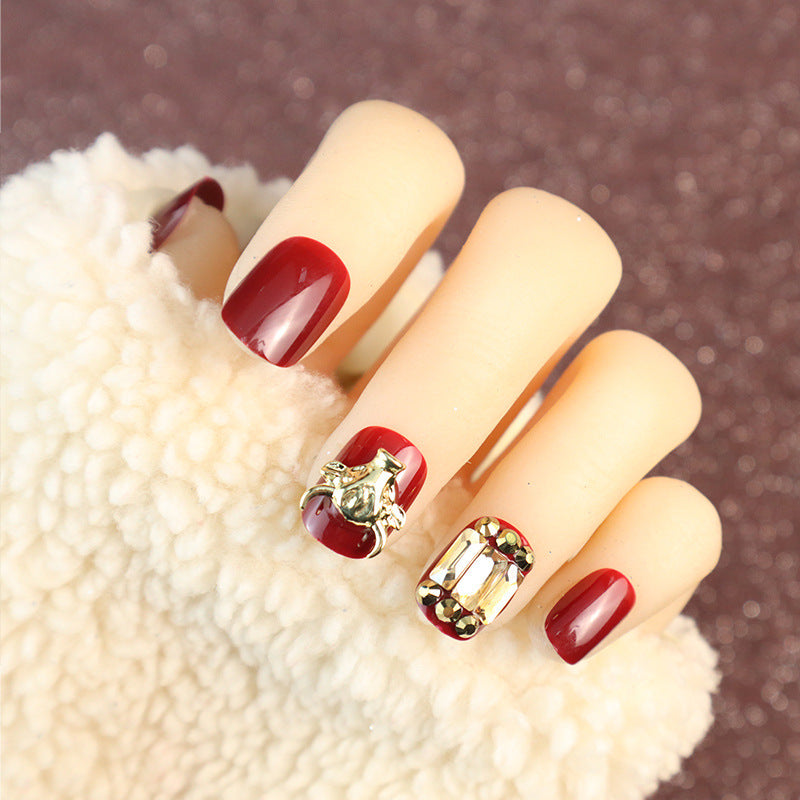 Elegant Rhinestone-Accented Press-On Nail Set