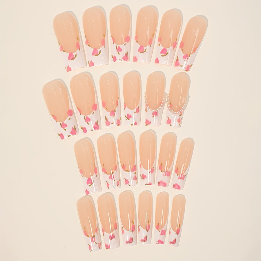 Artificial nail set with floral designs and elegant decorations Kalsten