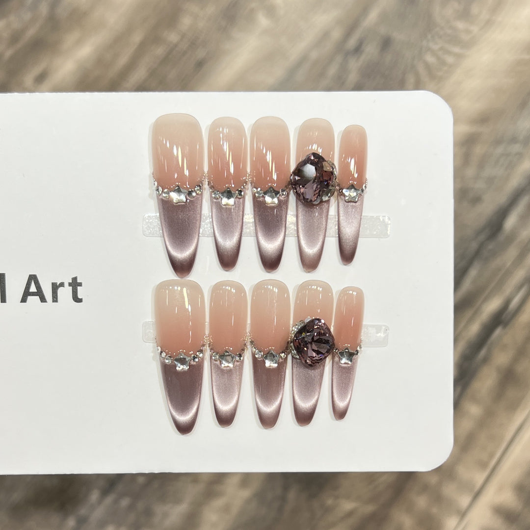 Elegant Stiletto Press-On Nail Set with Decorative Accents Kalsten