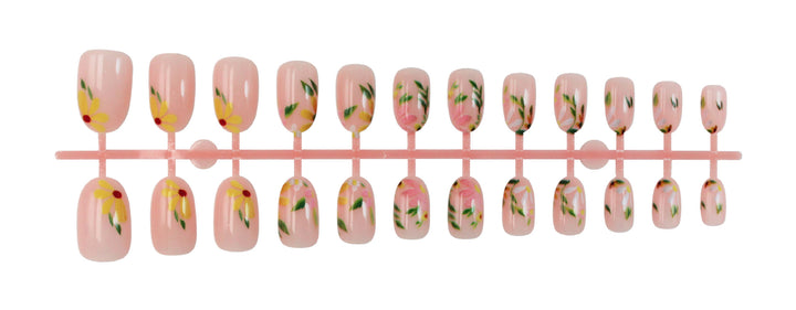Artificial Nails Set with Floral Decorations Kalsten