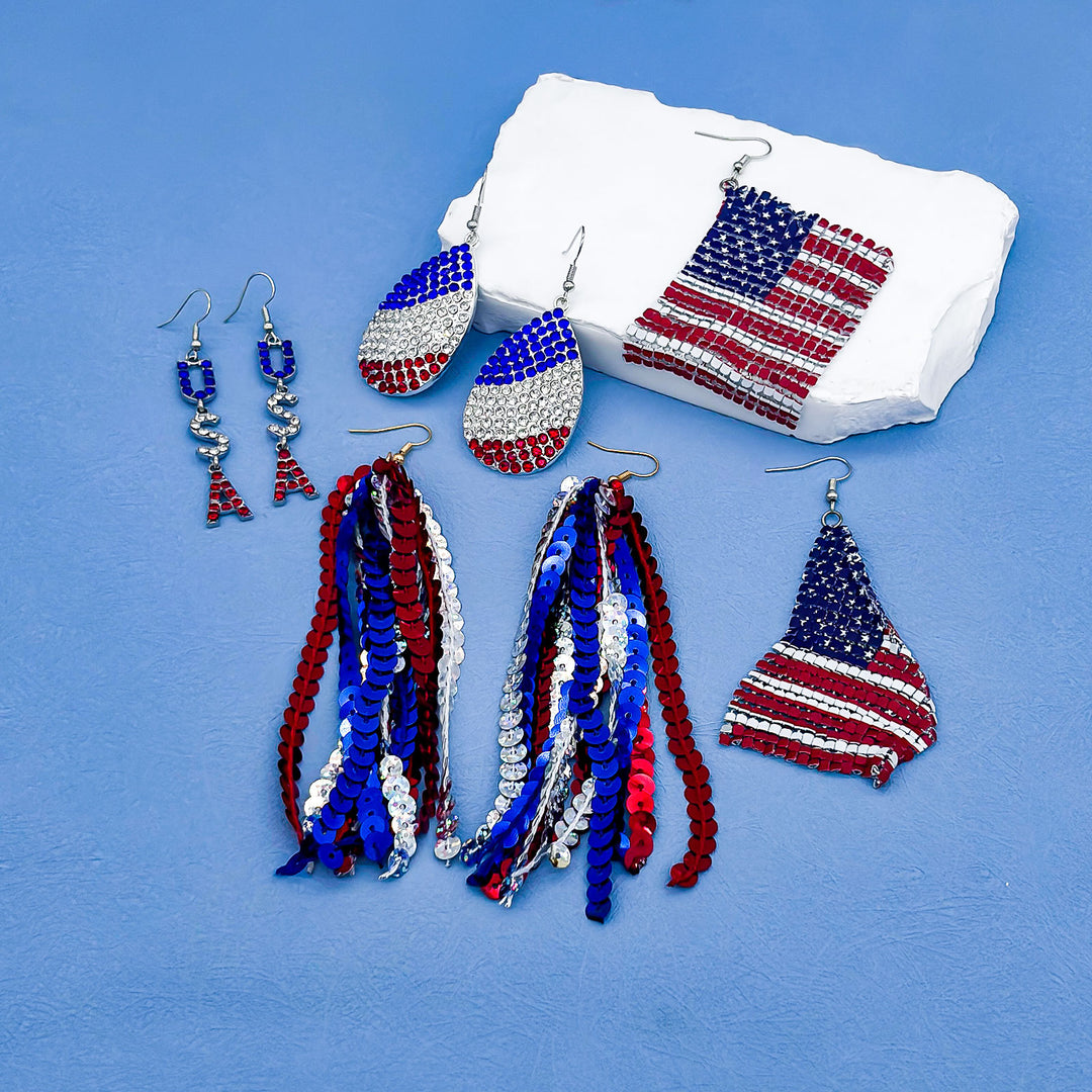 Women nan long layered tassel earrings made of mesh with stripe star pattern Kalsten