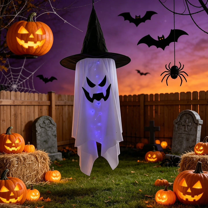 Creepy Halloween decoration figure with glowing eyes