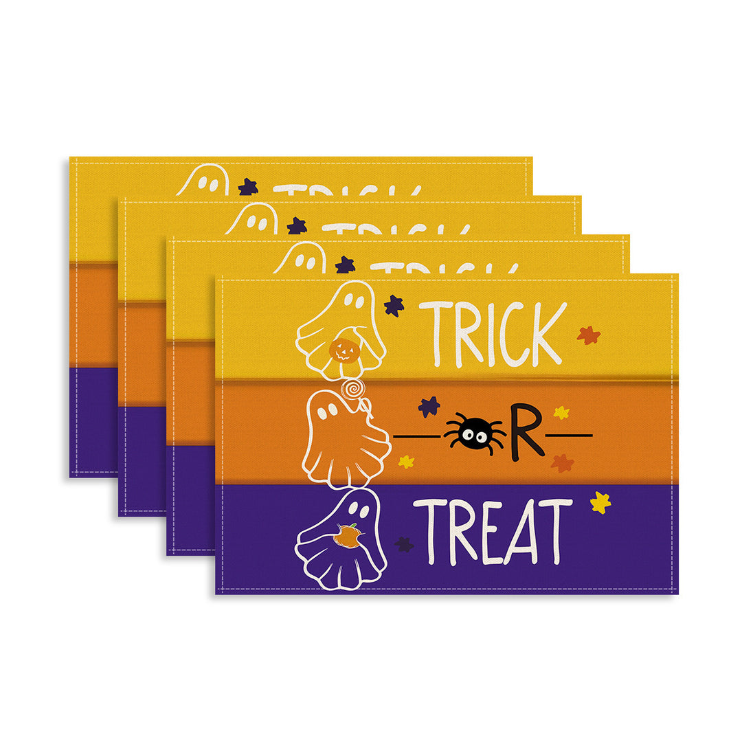 Multi-piece Halloween table set made of wipeable vinyl non-slip placemats