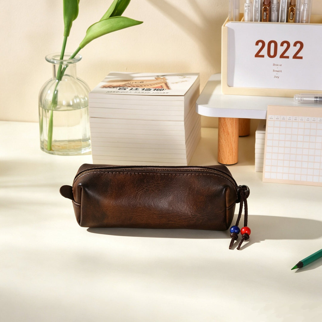 Premium Leather Cylinder Pencil Case