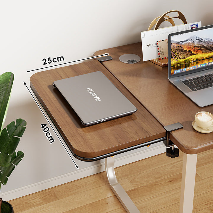 Clamp-On Bamboo Desk Extension Shelf with Adjustable Metal Clamp and Rounded Edge