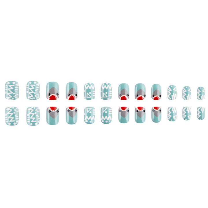Artistic Shark-Themed Press-On Nail Design Kalsten