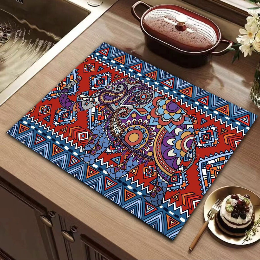 Elephant-Themed Kitchen Mat