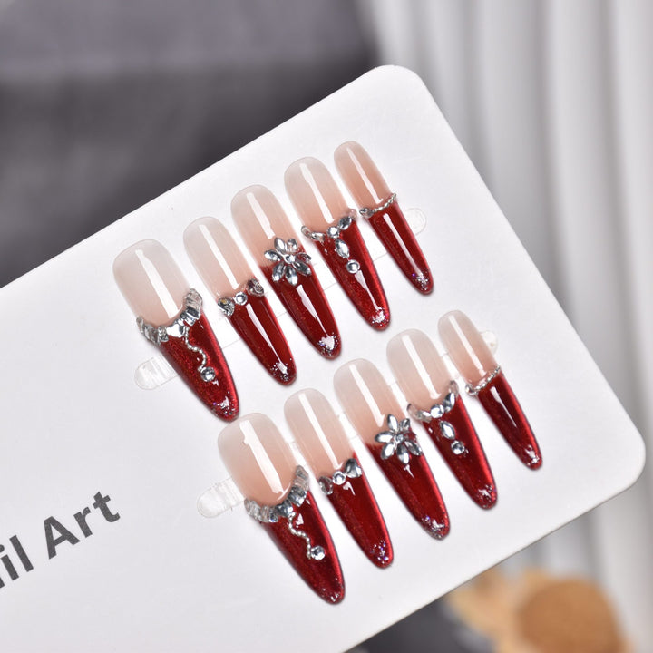 Premium Rhinestone-Embellished Acrylic Nails Kalsten