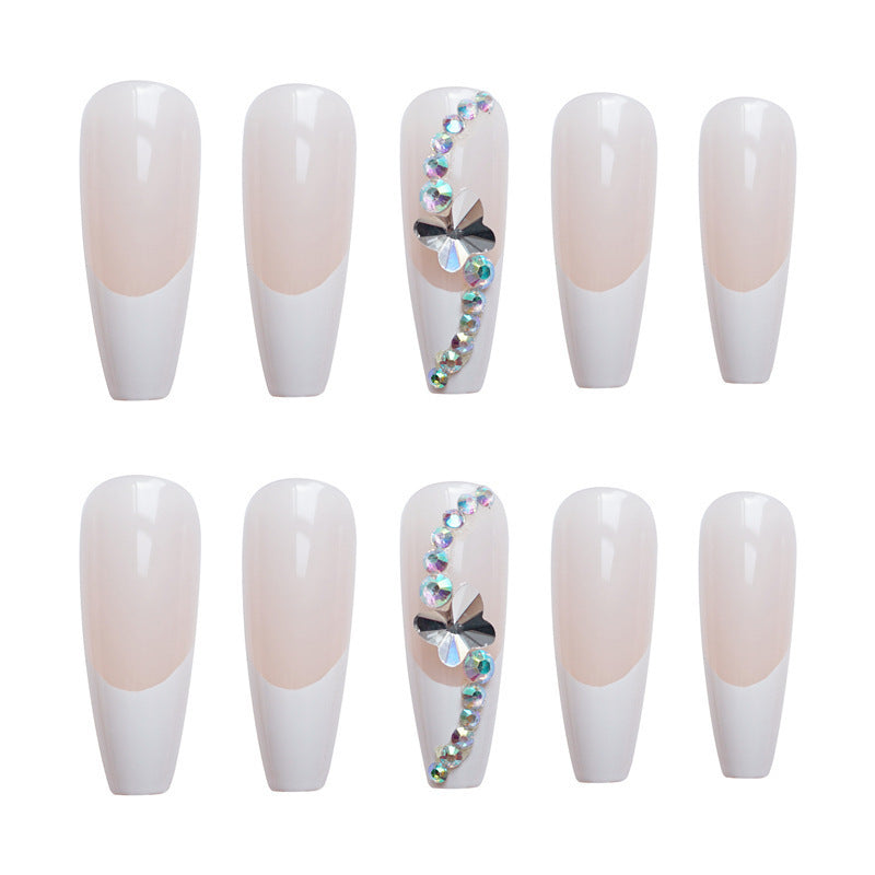 Glamorous Long Stiletto Press-On Nail Set with Decorative Crystal Accents