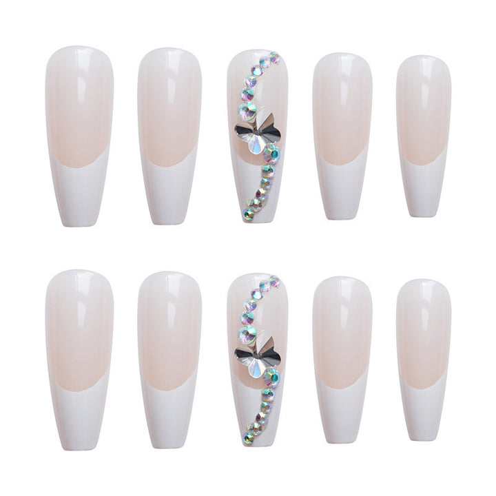 Glamorous Long Stiletto Press-On Nail Set with Decorative Crystal Accents