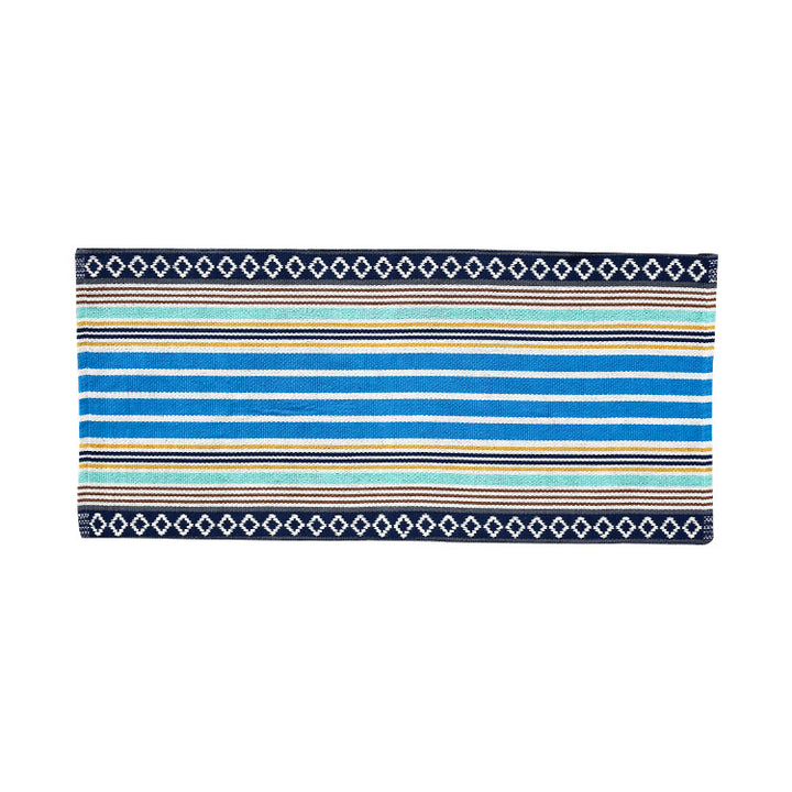 Flat woven bed runner and carpet runner with vibrant checked design Kalsten