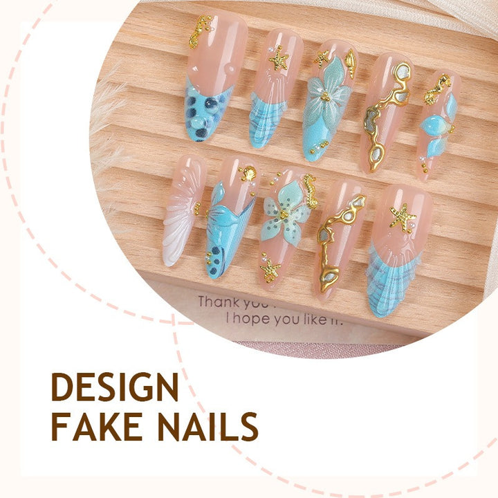 Artificial nail set with luxurious 3D designs and glitter accents Kalsten