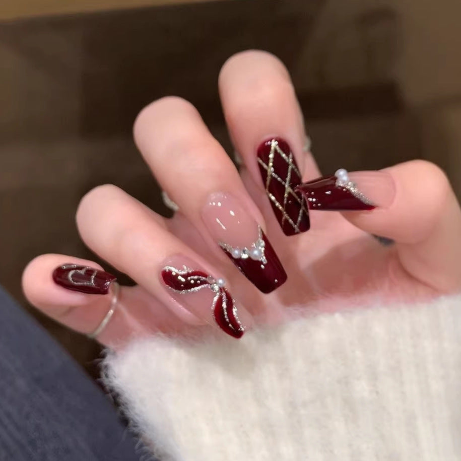 Artificial nails with elegant pearl and glitter decorations Kalsten