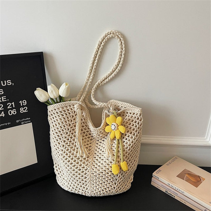 Knitted Tote Bag in Boho Style with Charming Charms Kalsten