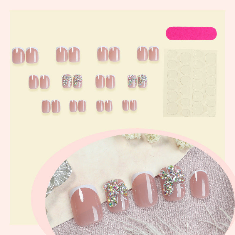 Decorative Press-On Nail Set with Butterfly and Gem Accents kalsten