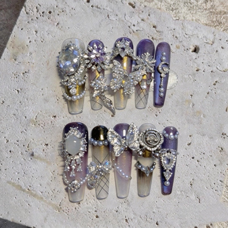 Luxurious Rhinestone Decorative Press-On Nails