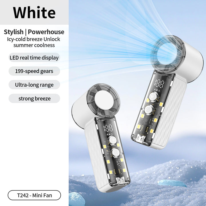 Women's nan compact rechargeable handheld cooling fan with LED real time display and multi-speed Kalsten