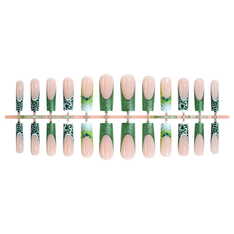 Artificial nail set with elegant glitter and specific designs Kalsten