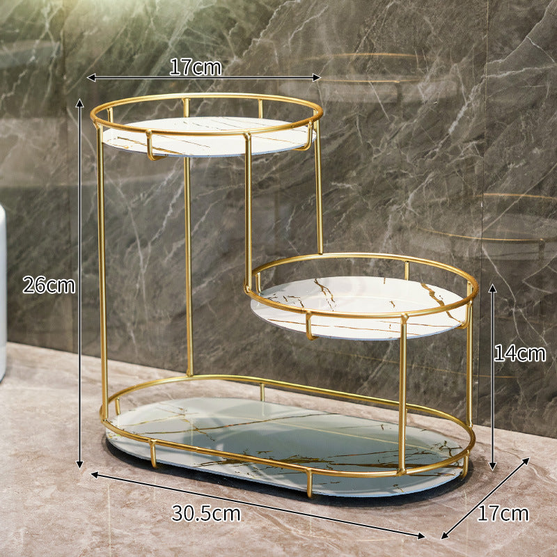 Elegant 2-tier storage basket made of marble Kalsten