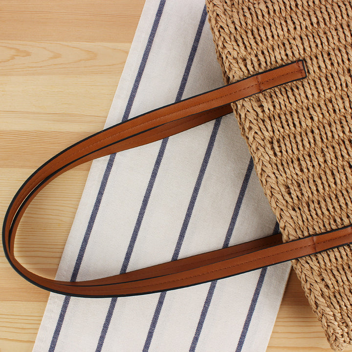 Durable straw tote bag with sturdy leather handles Kalsten