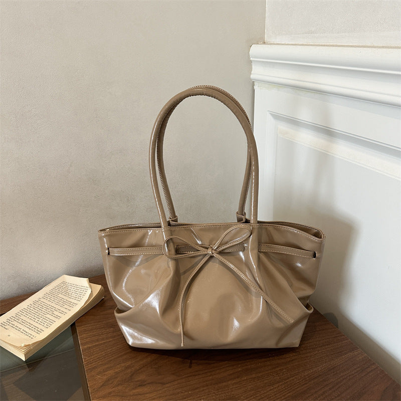 Sleek Patent Leather Tote Bag