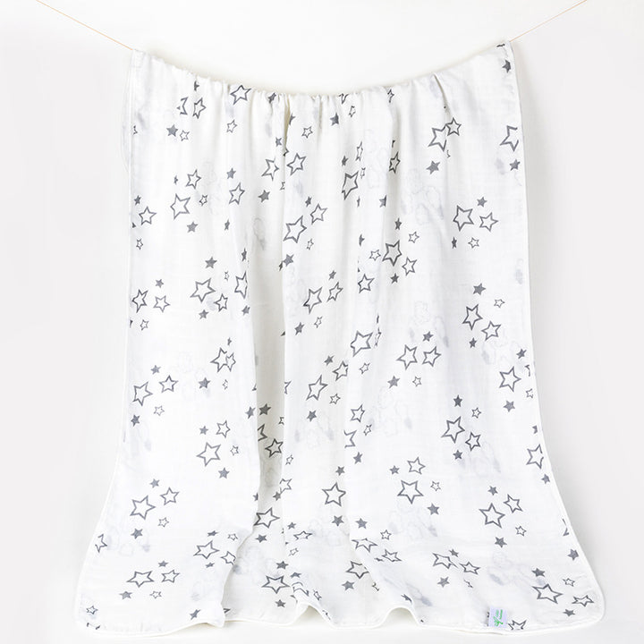 Soft Muslin Baby Blanket with Stars and Clouds Print kalsten