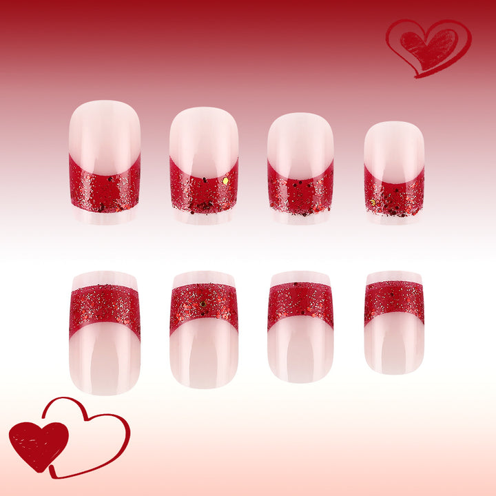 Romantic Glittery Press-On Nail Art Set Kalsten
