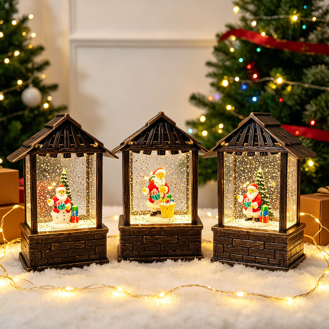 Christmas lantern with snow globe and LED lighting Kalsten