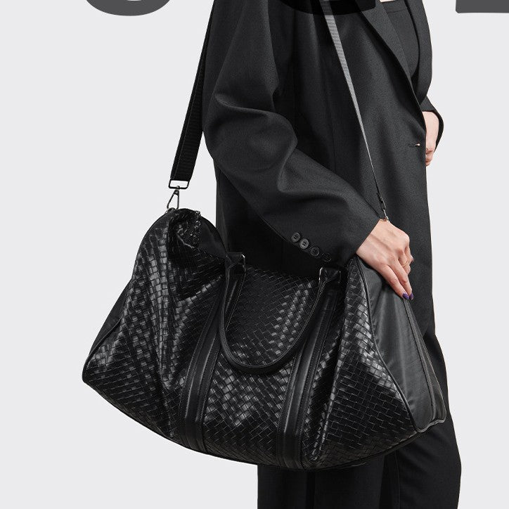 Premium Woven Leather Weekend Duffel Bag Kalsten