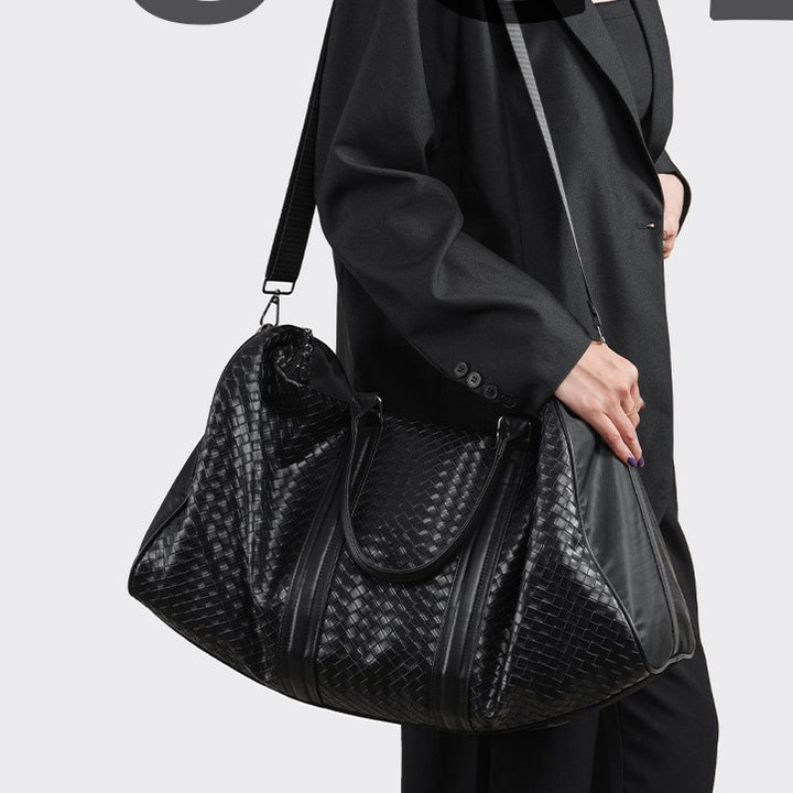 Premium Woven Leather Weekend Duffel Bag Kalsten