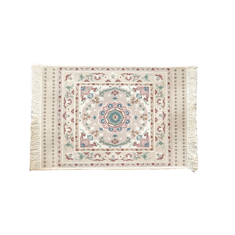 Short-pile decorative bathroom and runner carpet in oriental medallion style with fringes Kalsten
