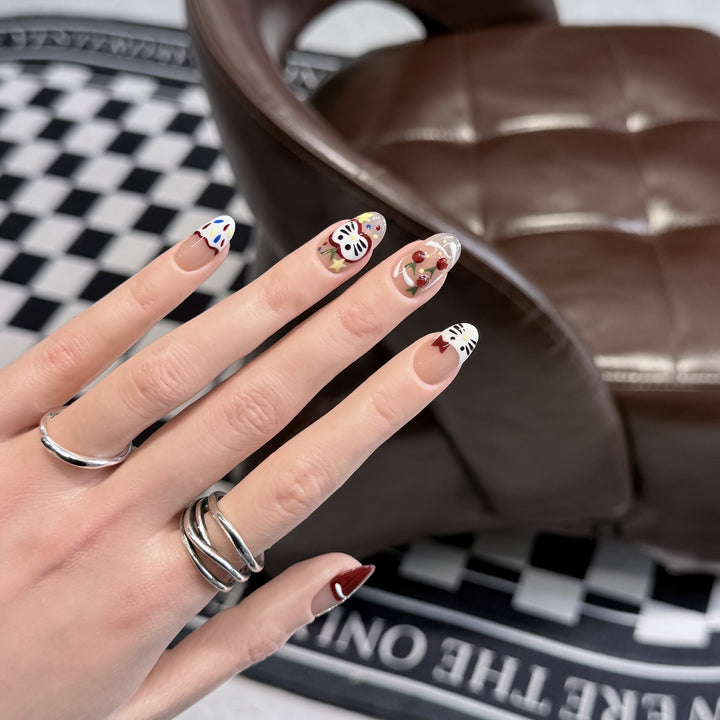 Artistic Character-Themed Press-On Nail Art Set Kalsten