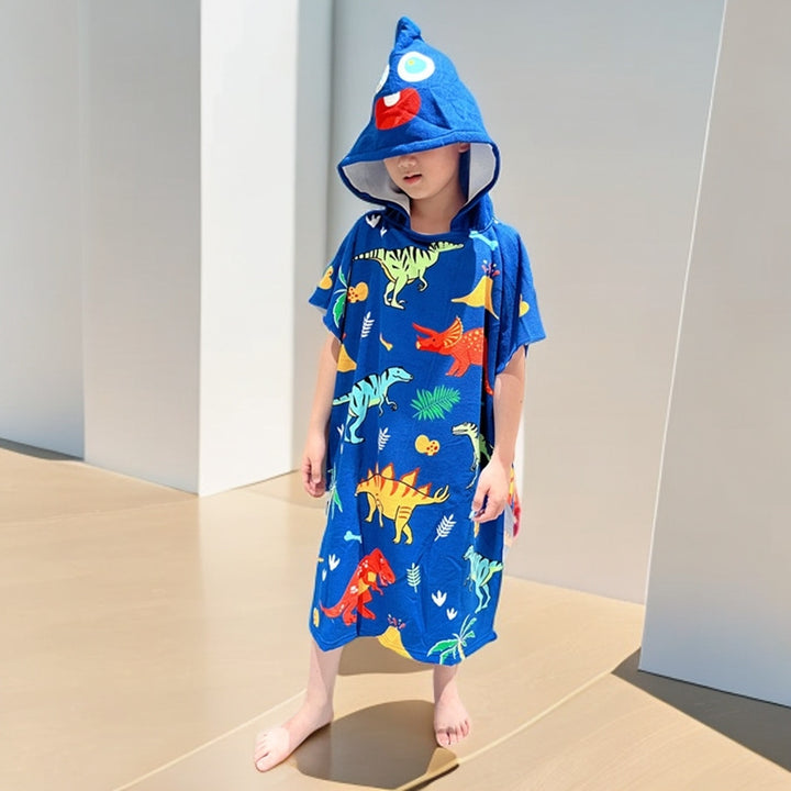 Kids' Shark-Themed Hooded Towel Poncho Kalsten
