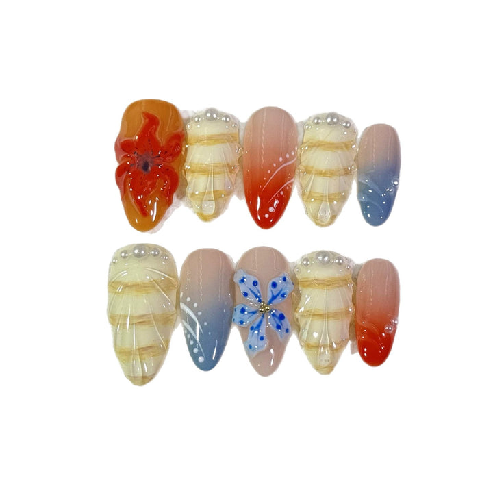 Artistic Floral Press-On Nail Set  1791772879