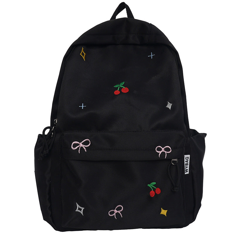Cute Illustrated Cherry-Embellished Backpack Kalsten