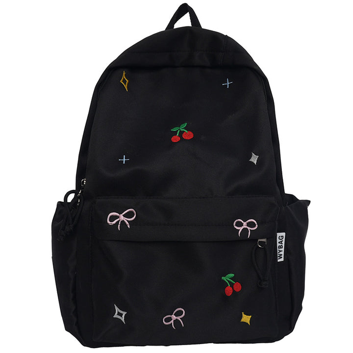 Cute Illustrated Cherry-Embellished Backpack Kalsten