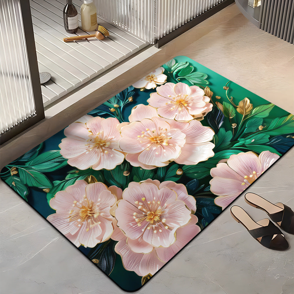 Floral-Themed Plush Bath Mat Kalsten
