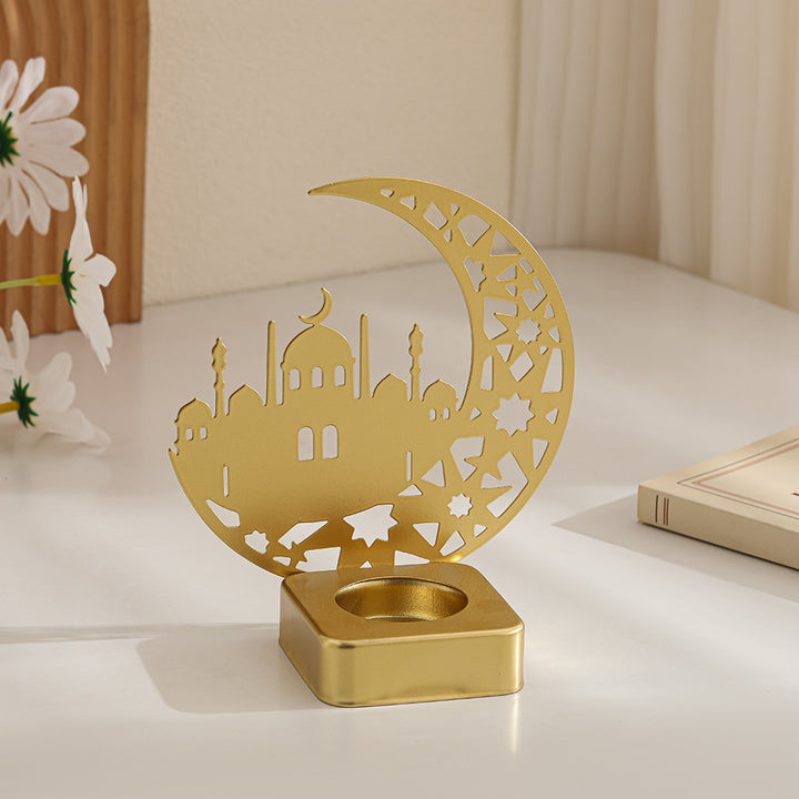 Decorative Crescent Mosque Metal Tealight Candle Holder Kalsten
