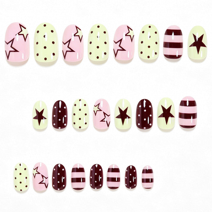 Artistic Star Pattern Press-On Nail Set Kalsten